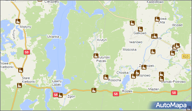 mapa Krutyński Piecek, Krutyński Piecek na mapie Targeo