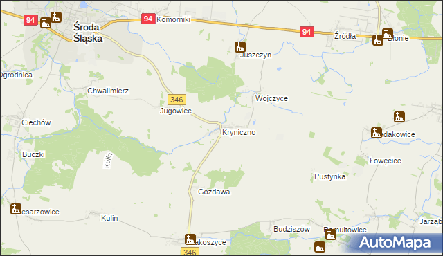 mapa Kryniczno gmina Środa Śląska, Kryniczno gmina Środa Śląska na mapie Targeo