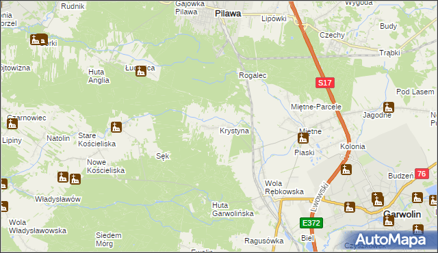 mapa Krystyna gmina Garwolin, Krystyna gmina Garwolin na mapie Targeo