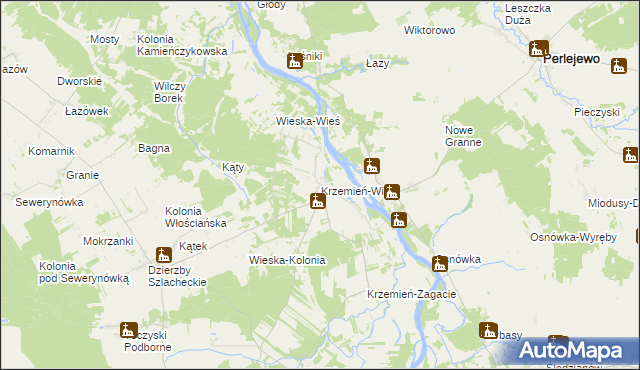 mapa Krzemień-Wieś, Krzemień-Wieś na mapie Targeo