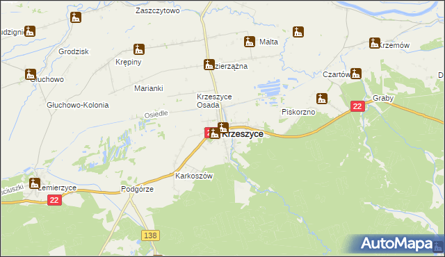 mapa Krzeszyce, Krzeszyce na mapie Targeo