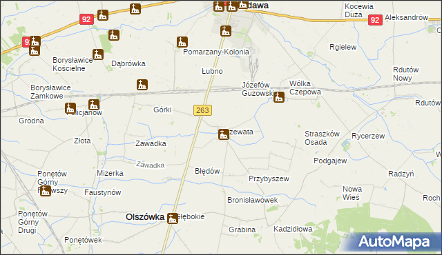 mapa Krzewata, Krzewata na mapie Targeo