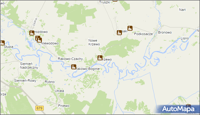mapa Krzewo gmina Piątnica, Krzewo gmina Piątnica na mapie Targeo
