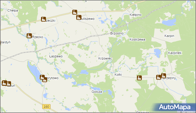 mapa Krzowiec, Krzowiec na mapie Targeo