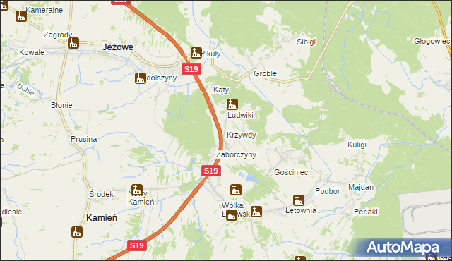 mapa Krzywdy gmina Jeżowe, Krzywdy gmina Jeżowe na mapie Targeo