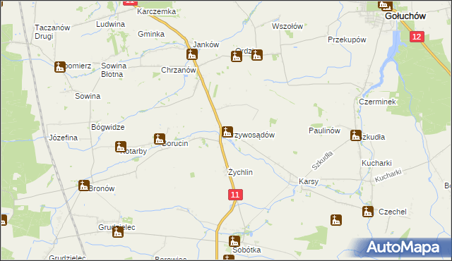 mapa Krzywosądów, Krzywosądów na mapie Targeo