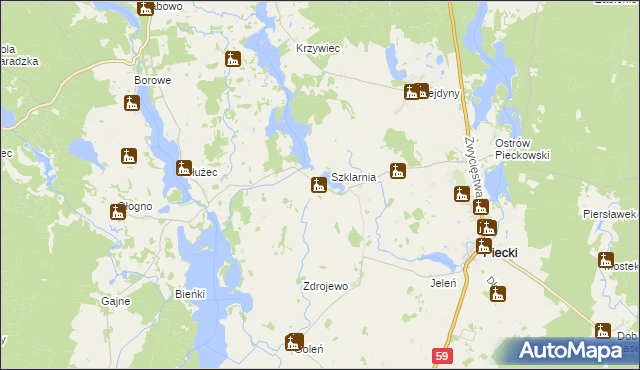 mapa Krzywy Róg gmina Piecki, Krzywy Róg gmina Piecki na mapie Targeo