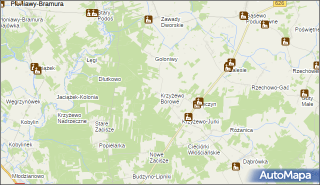 mapa Krzyżewo Borowe, Krzyżewo Borowe na mapie Targeo