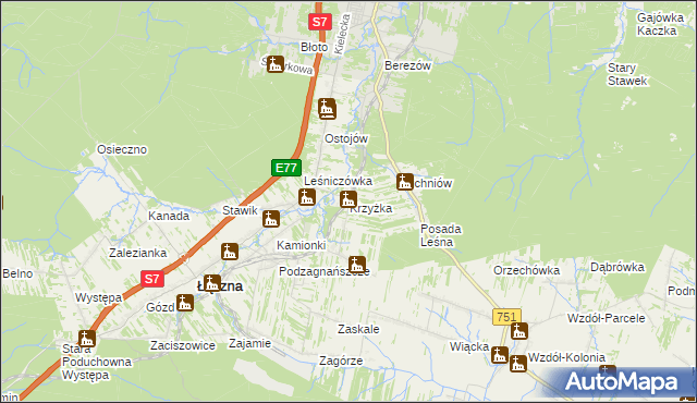 mapa Krzyżka, Krzyżka na mapie Targeo