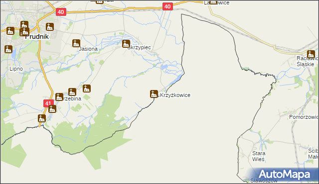 mapa Krzyżkowice, Krzyżkowice na mapie Targeo