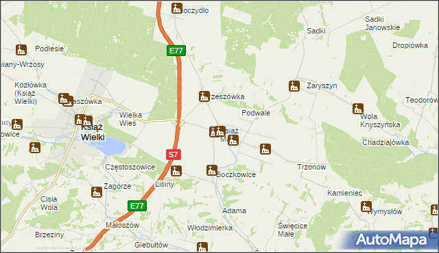 mapa Książ Mały, Książ Mały na mapie Targeo