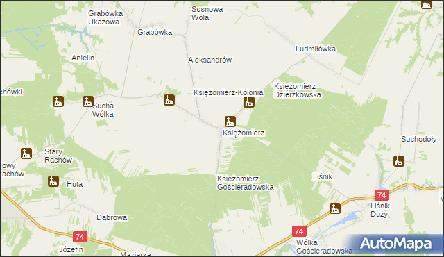 mapa Księżomierz, Księżomierz na mapie Targeo