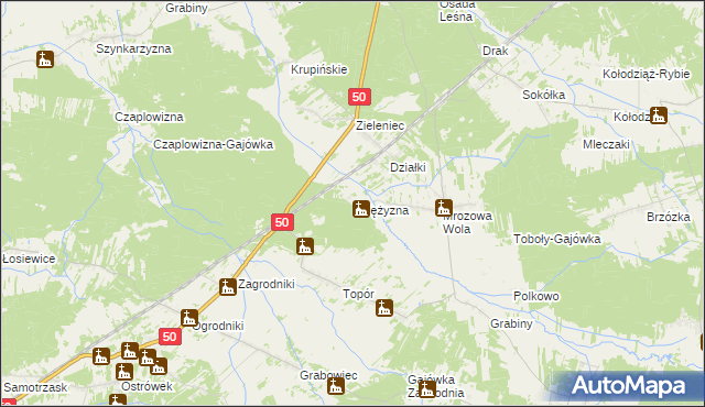 mapa Księżyzna gmina Stoczek, Księżyzna gmina Stoczek na mapie Targeo