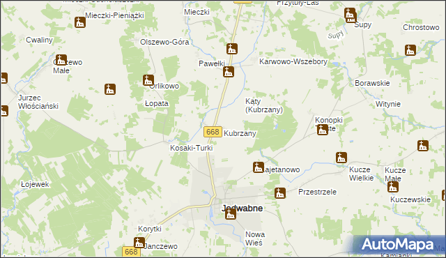 mapa Kubrzany, Kubrzany na mapie Targeo