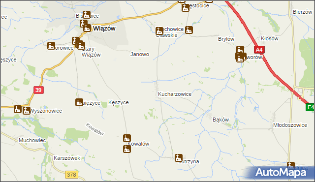 mapa Kucharzowice, Kucharzowice na mapie Targeo