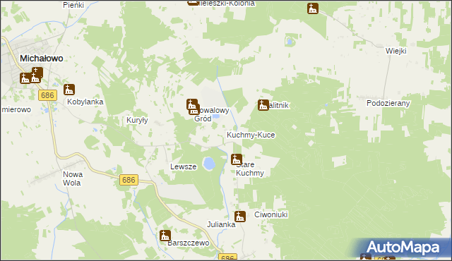 mapa Kuchmy-Kuce, Kuchmy-Kuce na mapie Targeo
