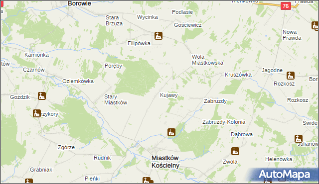 mapa Kujawy gmina Miastków Kościelny, Kujawy gmina Miastków Kościelny na mapie Targeo