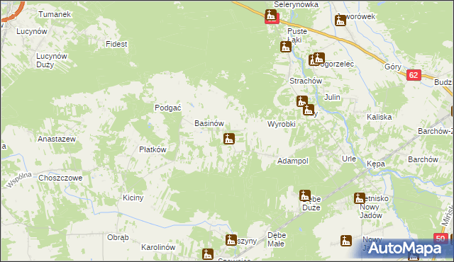 mapa Kukawki gmina Jadów, Kukawki gmina Jadów na mapie Targeo