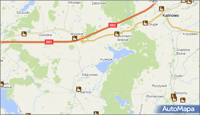 mapa Kulesze gmina Kalinowo, Kulesze gmina Kalinowo na mapie Targeo