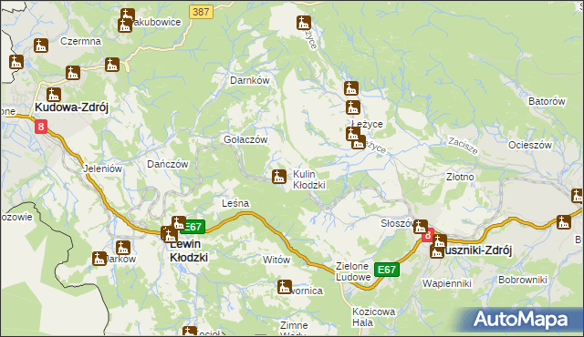 mapa Kulin Kłodzki, Kulin Kłodzki na mapie Targeo