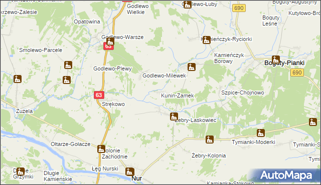 mapa Kunin-Zamek, Kunin-Zamek na mapie Targeo