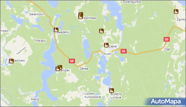 mapa Kurecki Młyn, Kurecki Młyn na mapie Targeo