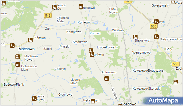 mapa Kurówko gmina Gozdowo, Kurówko gmina Gozdowo na mapie Targeo