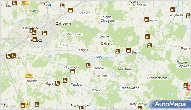 mapa Kury, Kury na mapie Targeo