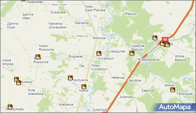 mapa Kurzeszyn, Kurzeszyn na mapie Targeo