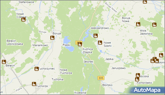 mapa Kuźnica Zbąska, Kuźnica Zbąska na mapie Targeo