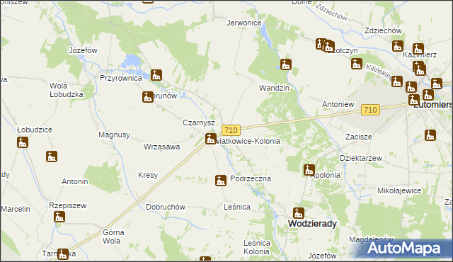 mapa Kwiatkowice gmina Wodzierady, Kwiatkowice gmina Wodzierady na mapie Targeo