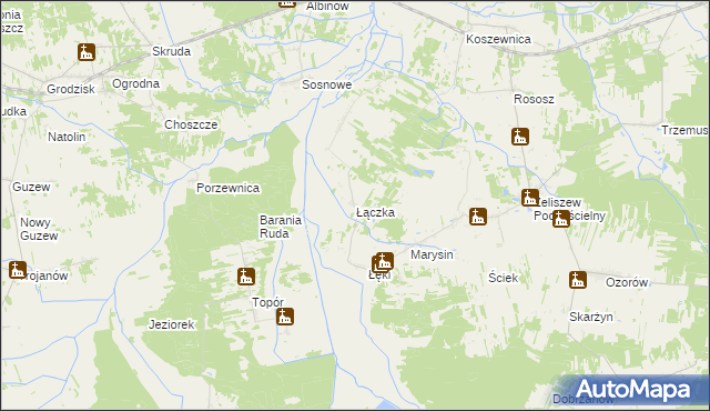 mapa Łączka gmina Kotuń, Łączka gmina Kotuń na mapie Targeo