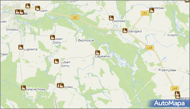mapa Łagiewniki gmina Resko, Łagiewniki gmina Resko na mapie Targeo