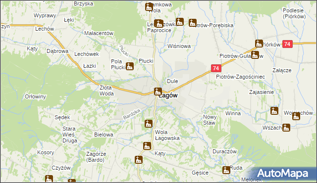 mapa Łagów powiat kielecki, Łagów powiat kielecki na mapie Targeo