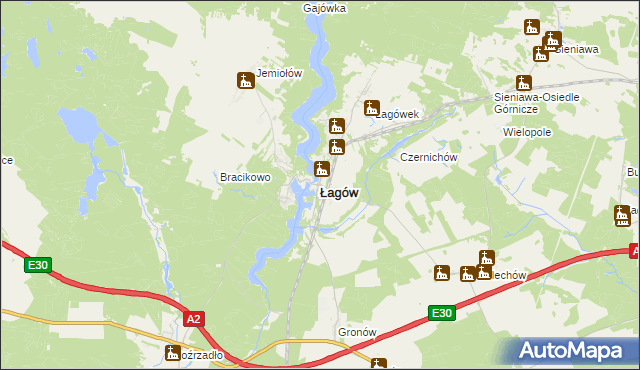 mapa Łagów powiat świebodziński, Łagów powiat świebodziński na mapie Targeo
