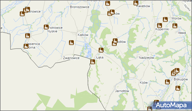 mapa Łąka gmina Otmuchów, Łąka gmina Otmuchów na mapie Targeo