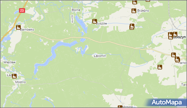 mapa Łąkomin, Łąkomin na mapie Targeo
