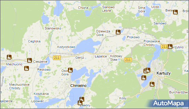 mapa Łapalice, Łapalice na mapie Targeo