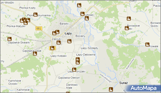 mapa Łapy-Szołajdy, Łapy-Szołajdy na mapie Targeo