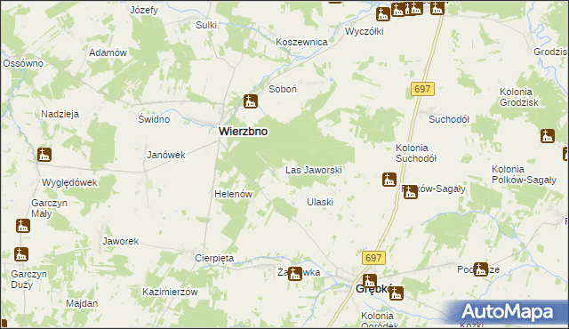 mapa Las Jaworski, Las Jaworski na mapie Targeo