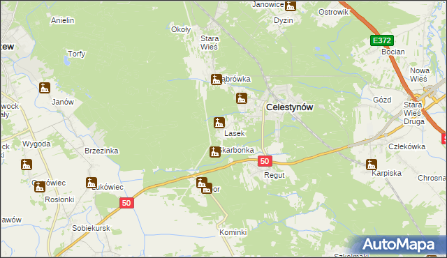 mapa Lasek gmina Celestynów, Lasek gmina Celestynów na mapie Targeo