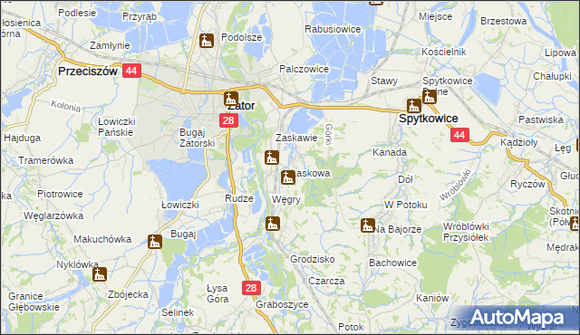 mapa Laskowa gmina Zator, Laskowa gmina Zator na mapie Targeo