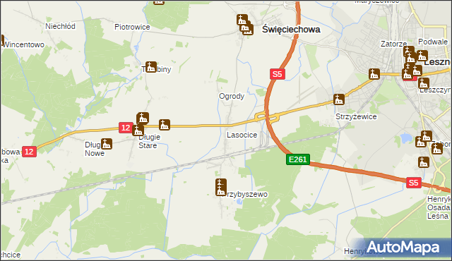 mapa Lasocice gmina Święciechowa, Lasocice gmina Święciechowa na mapie Targeo