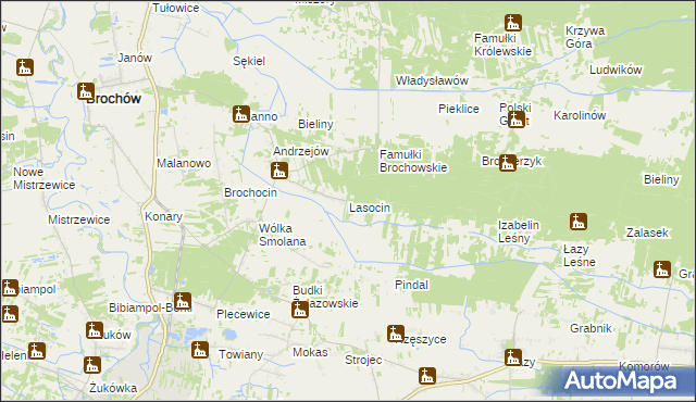 mapa Lasocin gmina Brochów, Lasocin gmina Brochów na mapie Targeo