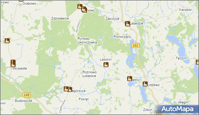 mapa Lasocin gmina Drawsko Pomorskie, Lasocin gmina Drawsko Pomorskie na mapie Targeo