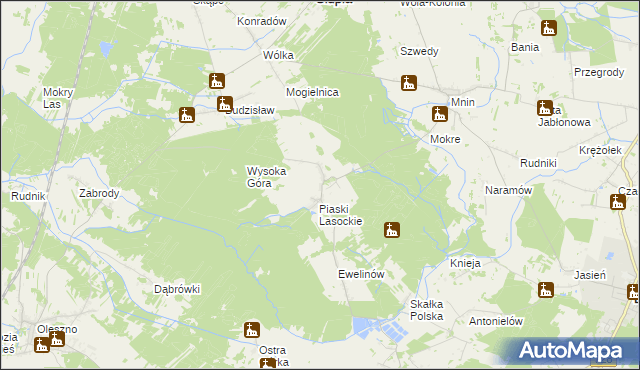 mapa Lasocin gmina Łopuszno, Lasocin gmina Łopuszno na mapie Targeo