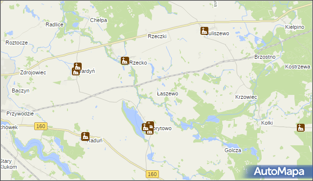mapa Łaszewo gmina Choszczno, Łaszewo gmina Choszczno na mapie Targeo