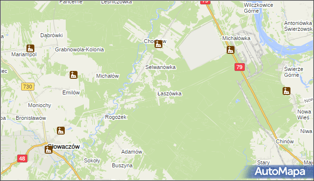 mapa Łaszówka, Łaszówka na mapie Targeo