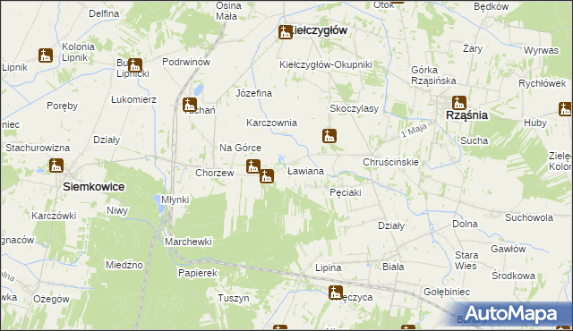 mapa Ławiana, Ławiana na mapie Targeo