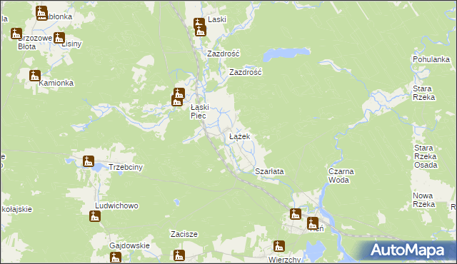 mapa Łążek gmina Osie, Łążek gmina Osie na mapie Targeo